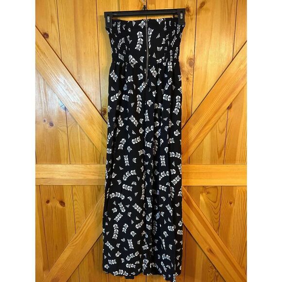 Fire Los Angeles Black White Pattern Strapless Zip Up Maxi Dress Size Small (890 - Picture 6 of 6
